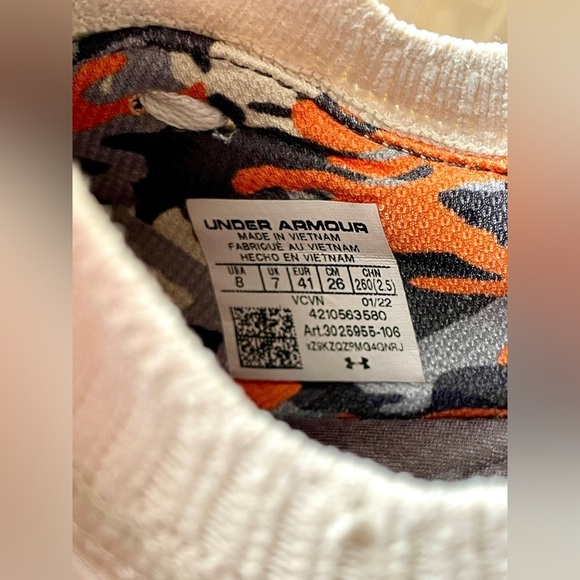 Under Armour Men Size 8 Sneakers Project Rock 4 Marble Stone Jet Grey Orange EUC - Picture 7 of 7